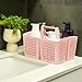 PAKCHOICE Portable Shower Caddy Basket with Compartments, Plastic Divided Cleaning Caddy Organizer Storage Tote with Handle for Bathroom, College, Dorm Room Essentials, Pink