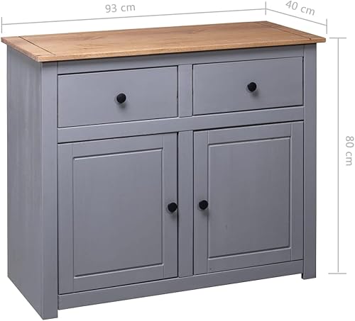 Miniatura 2 de GOLINPEILO Aparador de madera maciza con 2 cajones y 2 puertas almacenamiento de aparador de buffet mesa de consola de gabinete de cocina comedor