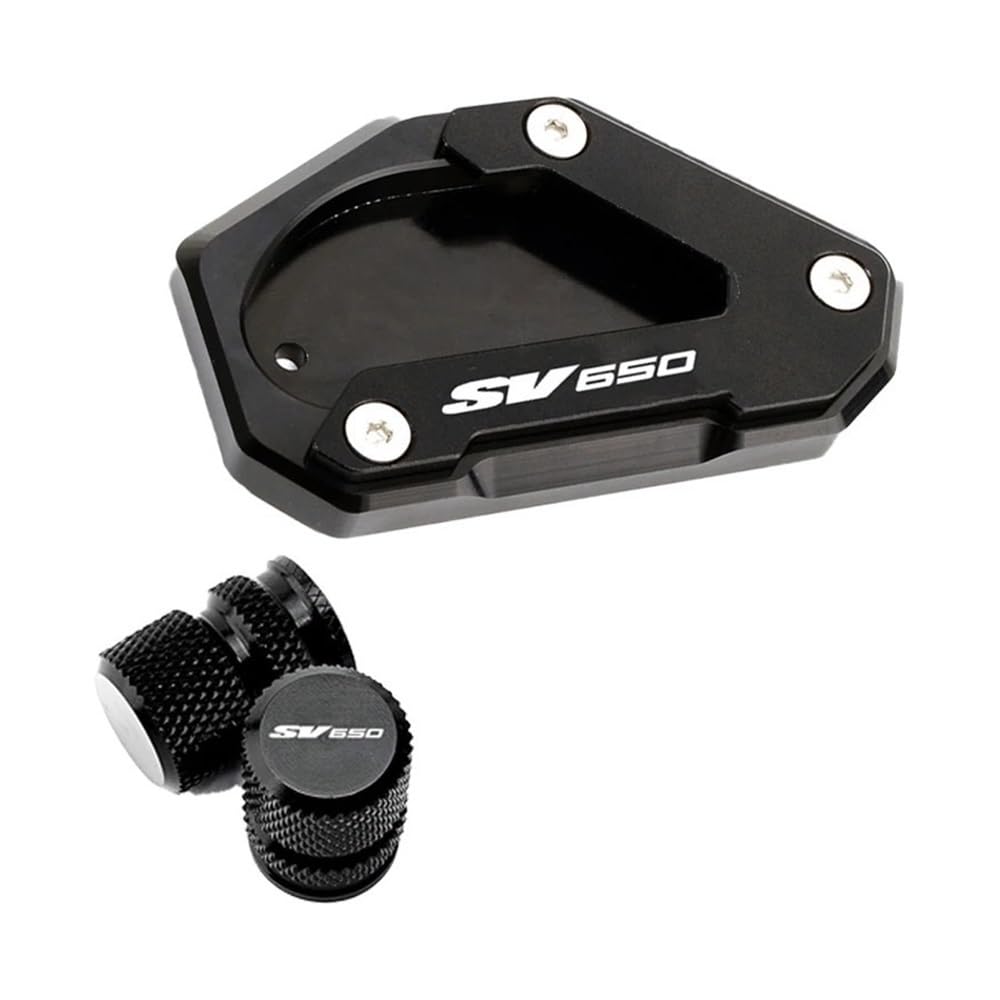 Cavalletto Moto Laterale Per Suz&uki SV650S SV650 S SV 650S 2003-2007 Moto Cavalletto Piede Cavalletto Laterale Estensione Pad Piastra Supporto Tappo Valvola Della Gomma(Combo-Black)