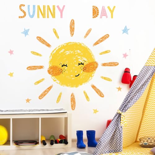 Vinilos Decorativos Sol Acuarela para Pared Infantil miniatura 1