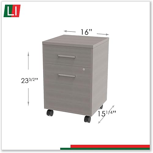 Miniatura 9 de Linea Italia Urban Mobile File Pedestal, izquierdo o derecho, 2 cajones cajaarchivo, legala4, ceniza, 16" X 15.25" X 23.75"