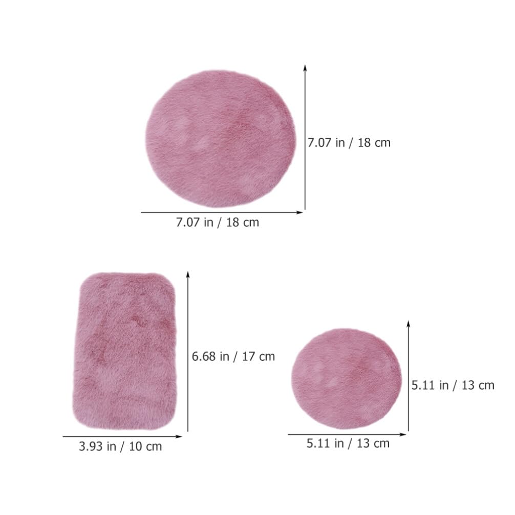 Happyyami Mini House Floor Mats Set of 3 Soft Plush Miniature Rugs for Dollhouse Decoration Small House Accessory 6.69X3.94 Inch - Image 2