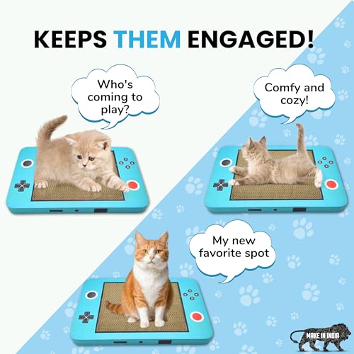 Image of Foodie Puppies Cat Scratching Pad with Catnip, Corrugated Cat Scratcher Cardboard for Indoor Cats, Kitten for Furniture Protection, Durable Texture Design (Gamey, Pack of 1)