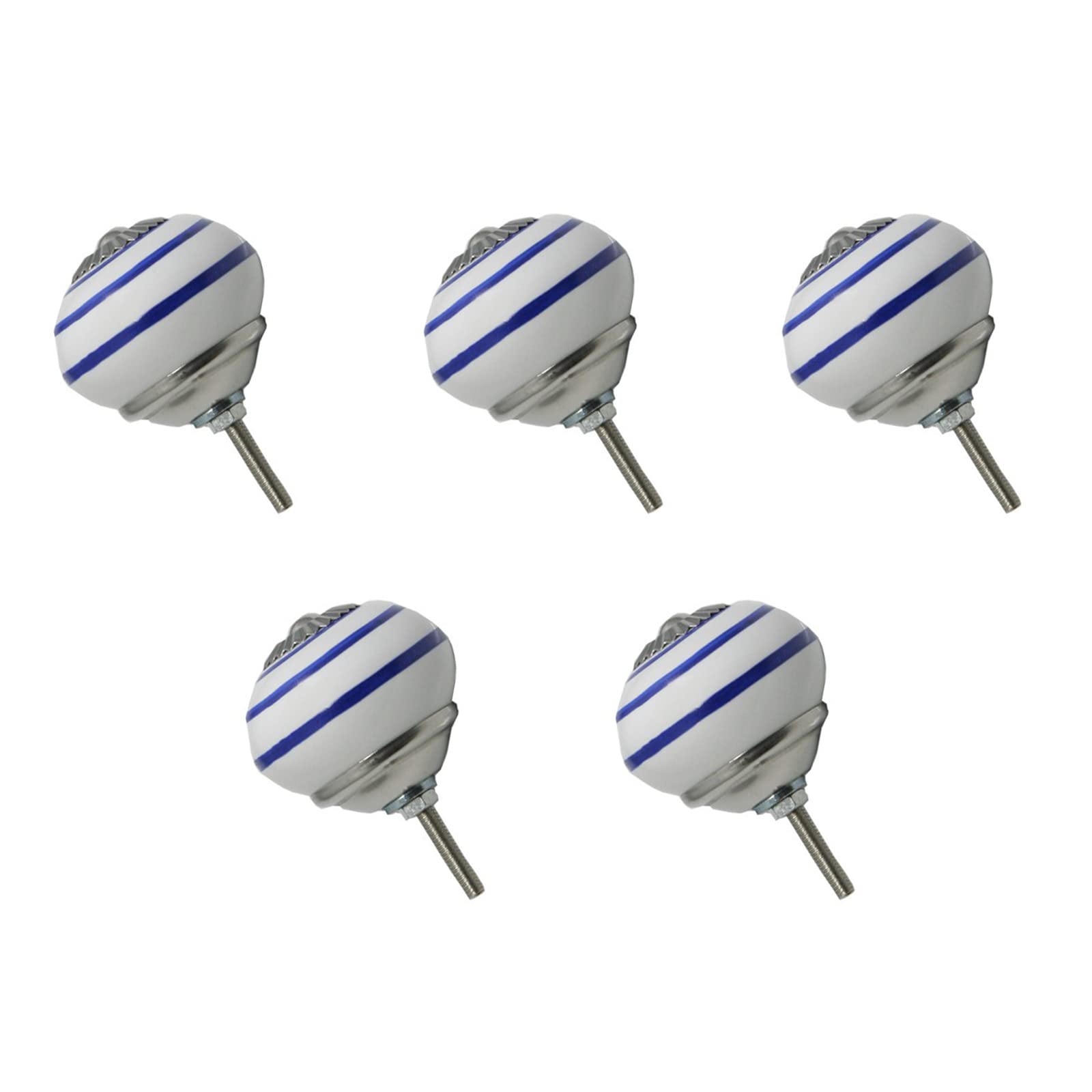 WEITINGKKK Ceramic Door Knobs Door Knobs, 5 Pack Ceramic Drawer Knobs Stripes Decorative Knobs