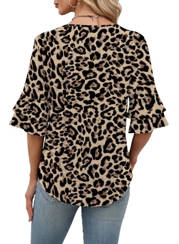 Image of OFEEFAN Spring Tops for Women Boho Shirts Fashion Clothing Cute 3 /4 Length Sleeve Blouses Dressy Casual Summer Outfits