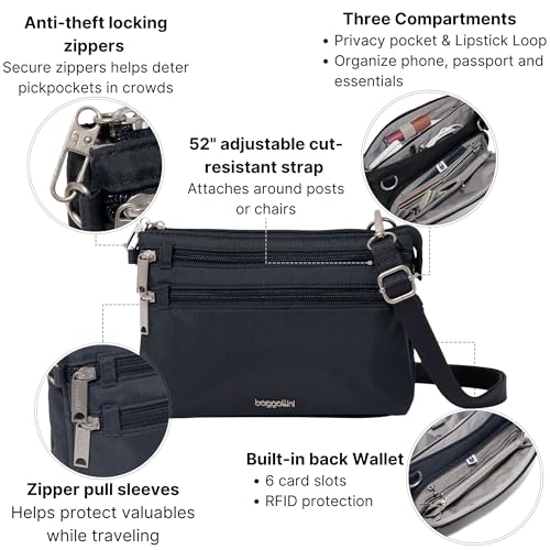 Image of Securtex Anti-Theft Stash Crossbody - 9.25 inchx 6.25 inch Travel Safe Bag w /Locking Zippers