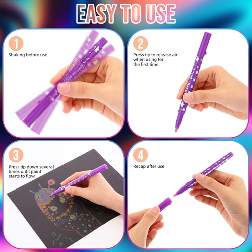 Faccito 18 Pcs Glow in the Dark Markers Fluorescent Neon Marker Glow in the Dark Paint Pens Round Tip Acrylic Neon Paint Markers for Rock Painting Fabric Glass Wood and DIY Crafts - Image 3