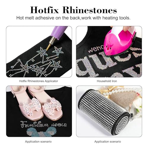Image of BEADSLAND Hotfix Rhinestones, 6080PCS Gold Rhinestones for Clothes Crafts Mixed 6 Sizes with Wax Pencil and Tweezers Kit, SS6-SS30, Golden Shadow