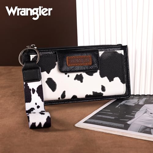 Image of Montana West X Wrangler Cow Print Wallet for Women Ladies Female Card Cases & Money Organizers Wristlet with Wallet Large Clutch with Coin Purse Smooth Zipper and Rfid Lining