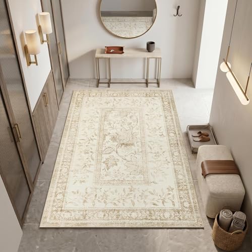 Image of FairyStyle Vintage Beige Washable Area Rug, 120 x 170 cm for Bedroom