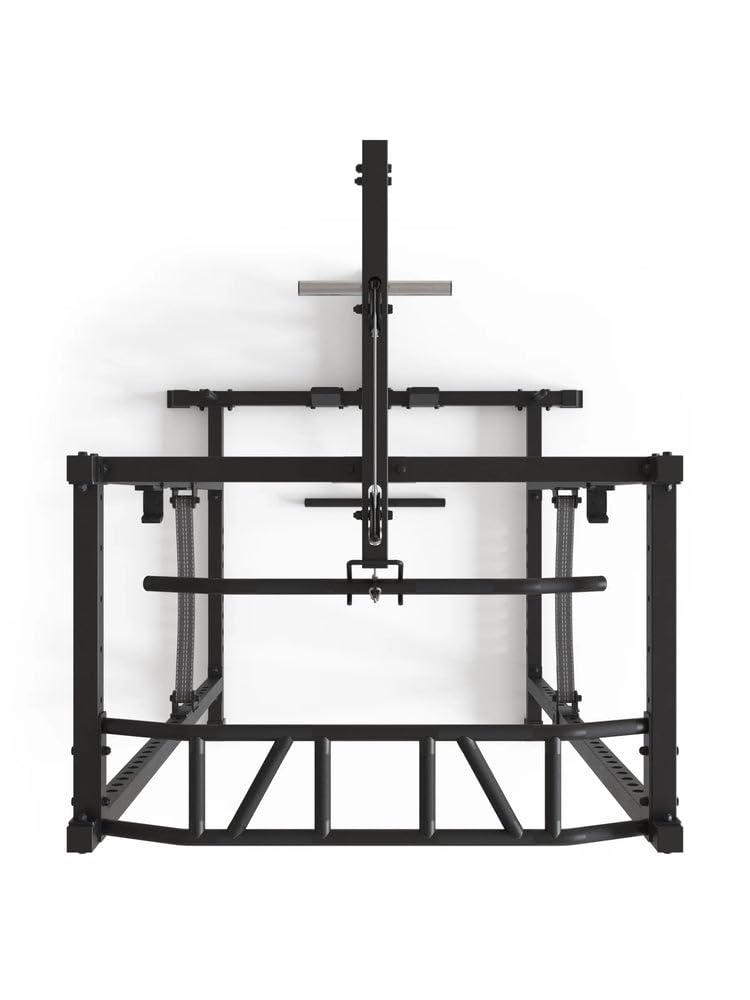 Atletica R5-Vega Power Rack | Power Cage mit Latzug | Multi-Grip Klimmzugstange, Safety Straps, J-Hooks & Weight-Pins | 213 cm Höhe | in Zwei Höhen verfügbar