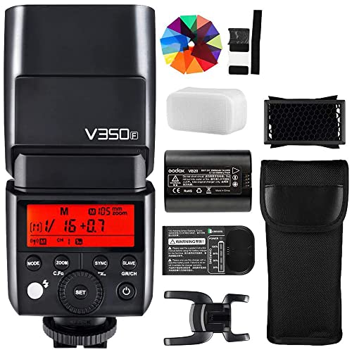 GODOX V350F TTL Camera Flash 2.4G Wireless GN36 1/8000s HSS Speedlight with Rechargeable Battery 0.1 to 1.7s Recycle Time for Fuji Cameras GFX50S X-Pro2 X-T20 X-T2 X-T1 X-Pro1 X-T10 X-E1 X-A3 (V350F)