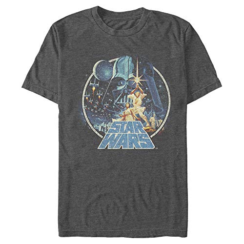 STAR WARS Young Men's Vintage Victory T-Shirt, Charcoal Heather, Large