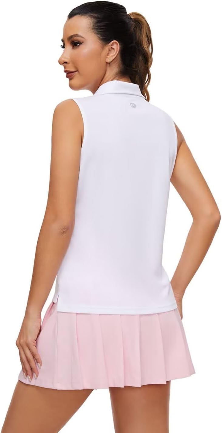 Pdbokew Women's Polo Shirts Quarter-Zip Golf Shirts Sleeveless Tops - Image 3