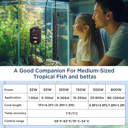 Image of hygger Aquarium Arowana Heater,300W Removable Shell Submersible Fish Tank Heater with LED Digital Display,800W for 25-80 Gallon Medium and Large Freshwater and Saltwater Fish Tank