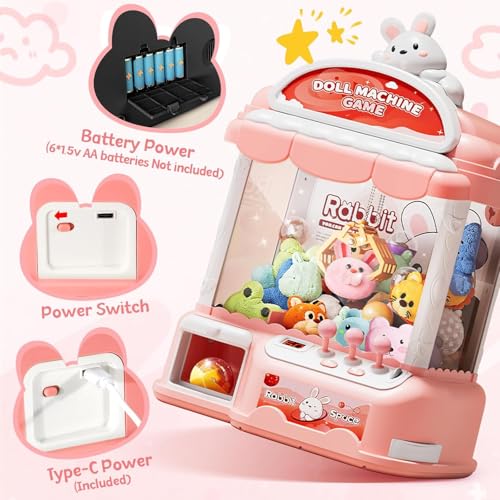 Image of Claw Machine for Kids, 30 Toys & 24 Game Coins & 20 Surprise Eggs | Musical Electronic Arcade Game Console Kids Claw Machine with Adjustable Sound, Christmas and Birthday Gift