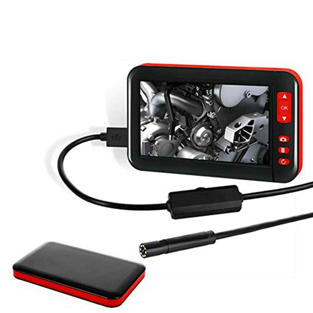 MASO Przemysłowy boroskop USB do ładowania endoskop 1080P HD kamery inspekcyjne z 8 diodami LED, rurka 8 mm, ekran LCD 4,3 cala, wodoodporny F200, 5 m