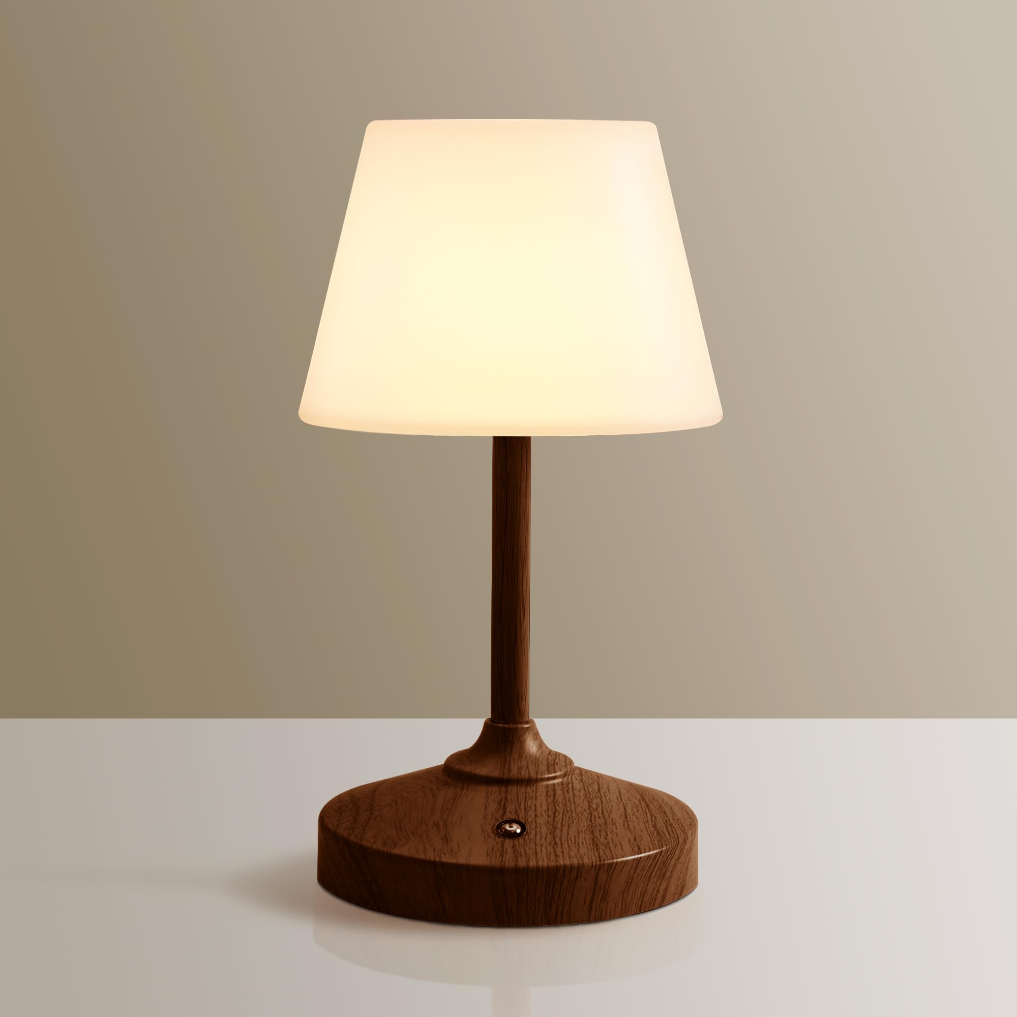 Table Lamp Cordless Lamp,Outdoor Waterproof Shower Lamps,5000mAh Rechargeble Battery Operated Lamp Dimmable Touch Desk Lamps,LED Night Light for Bathroom Patio Camping Restaurant Home(Walnut)