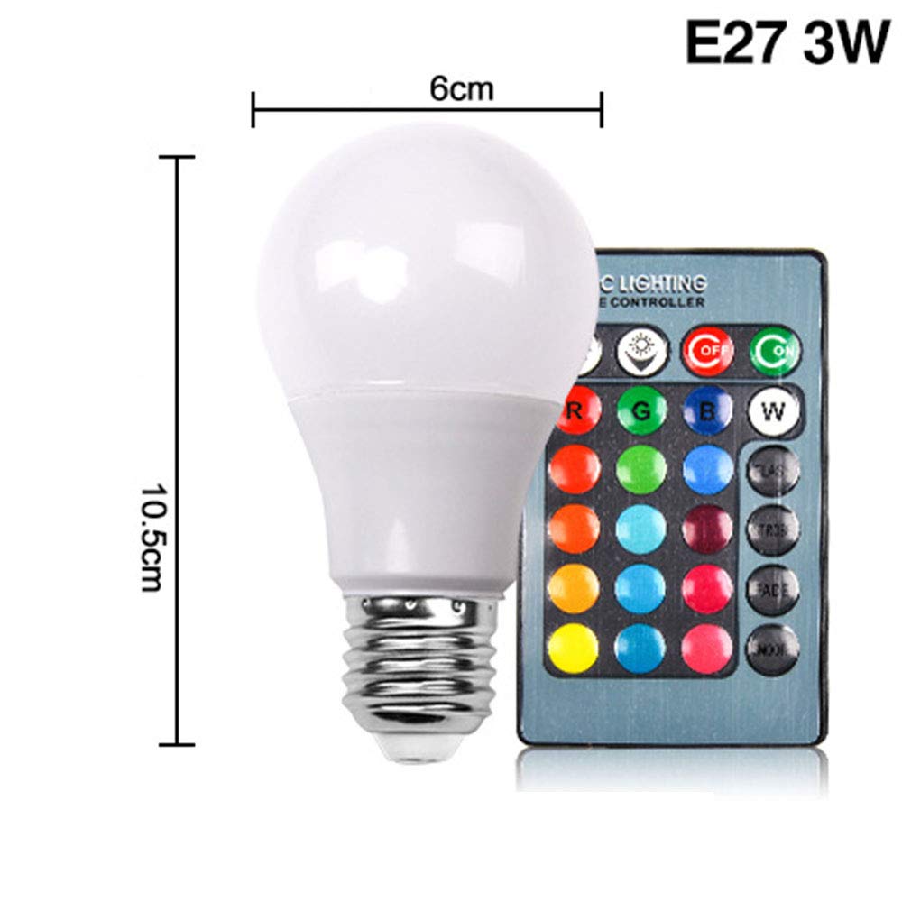 Chaozan® lampa RGB z pilotem zdalnego sterowania, zmiana koloru LED | 3 W (zastępuje 20 W) przyciemniana żarówka z RGB i ciepłą ciepłą bielą, 2700 K E27 RGB LED żarówki - do oświetlenia na imprezę, dekoracja (4 sztuki)