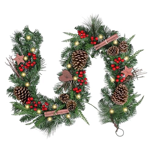 Valery Madelyn Weihnachtsgirlande 152CM mit 20 LED Beleuchtung, PVC...