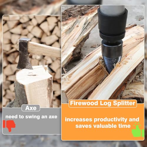 SPEEDWOX 4pcs Firewood Log Splitter Wood Log Splitter Easy Splitter Detachable Drill Bit Heavy Duty Electric Drills Screw Cone Driver Removable 32mm + 3 Handles (Square + Round + Hex Shank) - Image 4