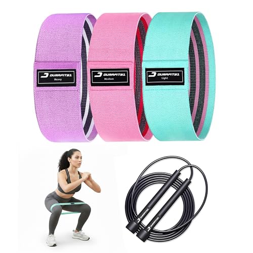 Image of Fabric Resistance Bands Set of 3 (Light to Heavy) Strength Levels for Unisex, Non-Slip Hip Bands for Glutes, Legs & Squats, Exercise Booty Bands for Workout, Stretching, Toning