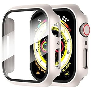 Diruite 2-Pack Screen Protector for Apple Watch SE 3/2/1 /Series 6 5 4 40mm Tempered Glass Case,All Around Hard Matte PC Protective Cover,Starlight Silver,40mm