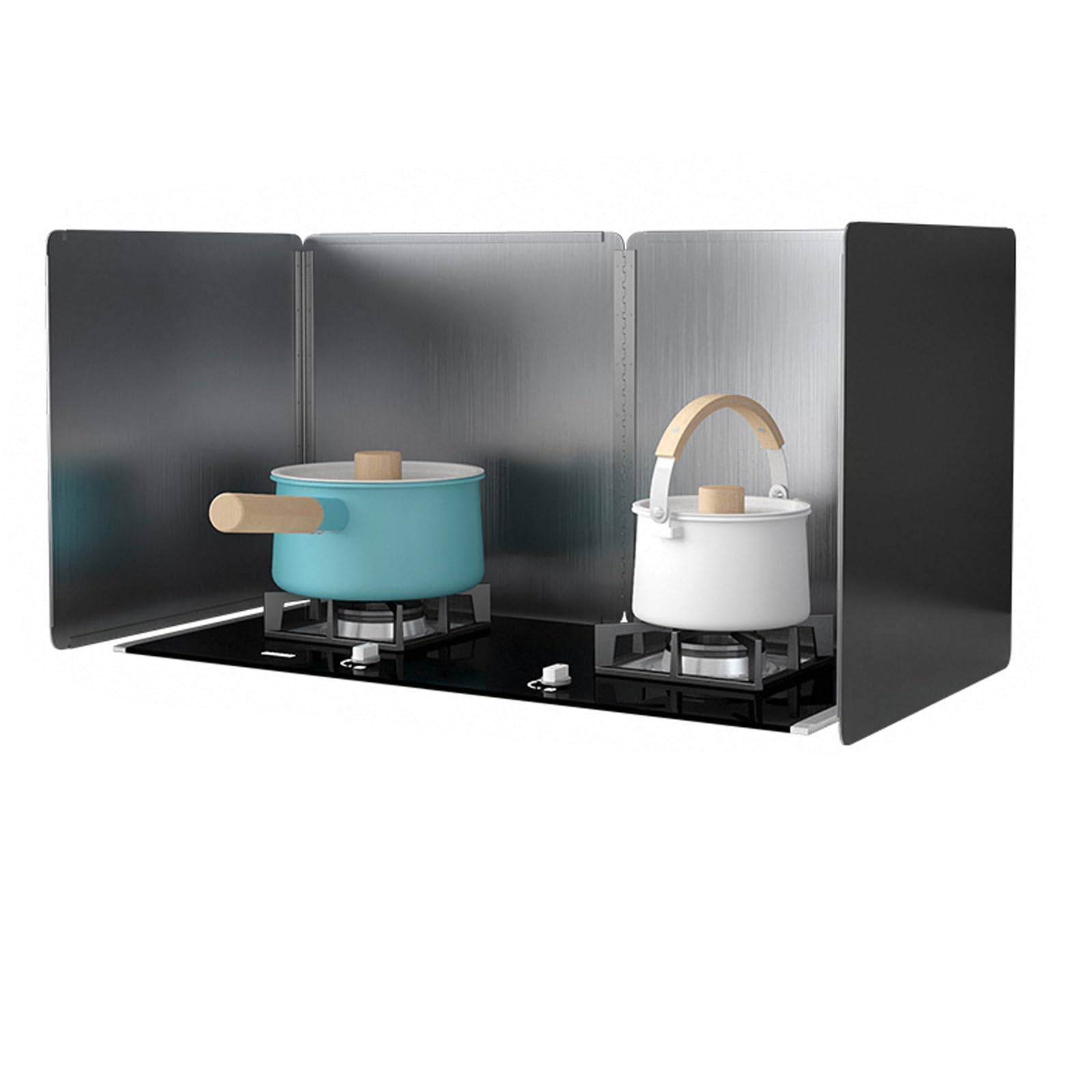 AFQBOEQXY Splatter Guard Splash Back, Stove Splatter Guard Stainless Steel 4 Sided Foldable Silver Multiple Sizes(40x40x80cm)