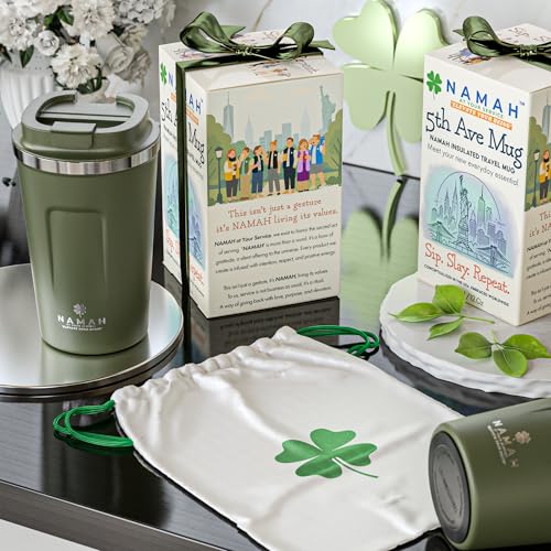 Image of Namah Insulated Coffee Travel Mug 380 ml with Lid, Leak Proof Stainless Steel Thermosteel Vacuum Insulated Mug, Hot & Cold Reusable Coffee Mug for Office, Car Cup Holder Friendly