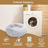 Lucky Sign - Katzenbett Hundebetten Rundes Kuschelbett Hundekörbchen Katzenkorb Zum Schlafen Hundekissen Waschbar Katzenschlafplatz für Katzen und kleine Hunde, (M) 50 cm Ø - Hellgrau