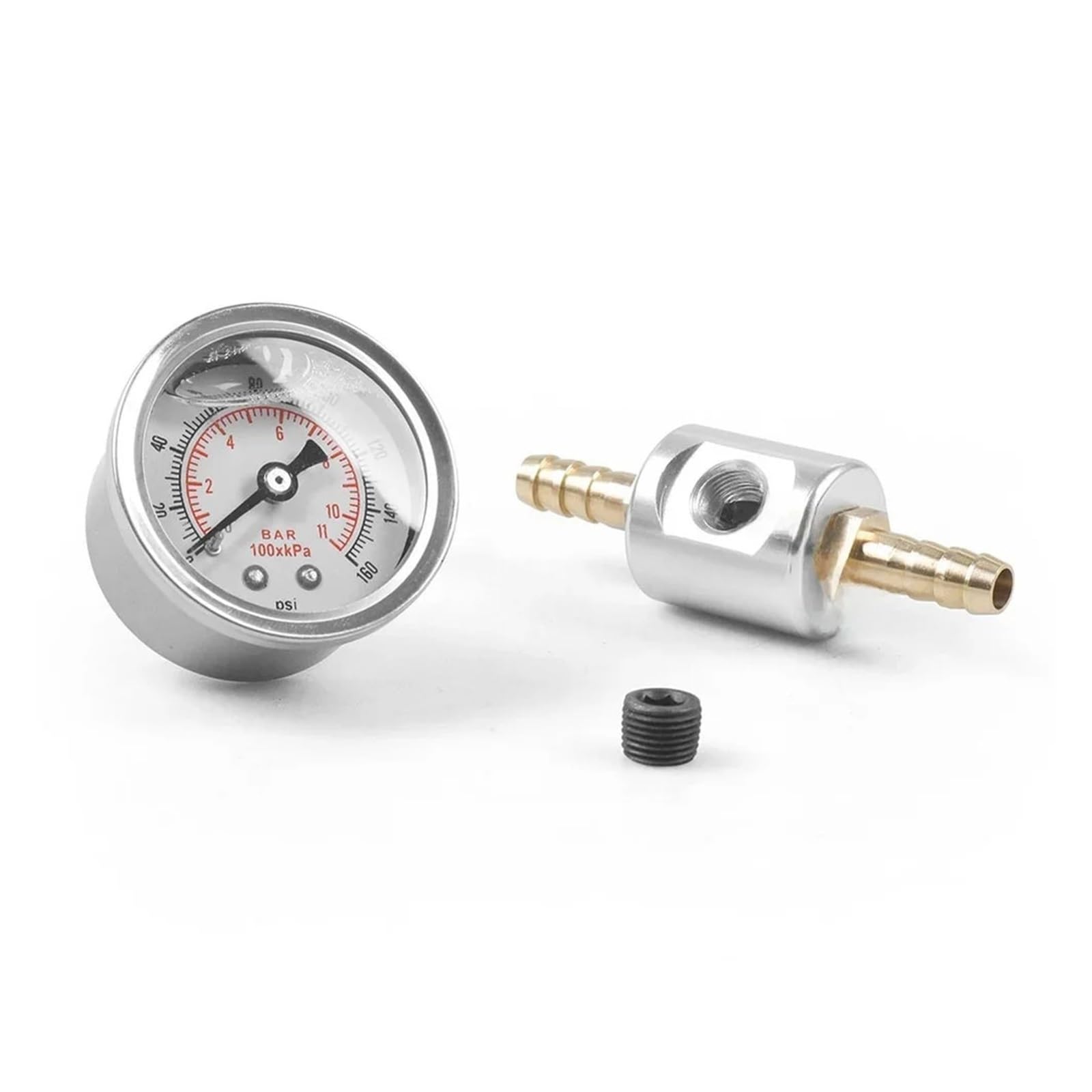 Manómetro digital, Kit de medidor presión combustible en línea metal con 1 conector 8NPT, manguera 9 mm y conexión AN6 compatible(A)