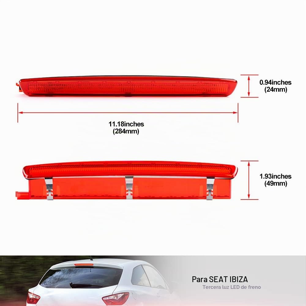 Lente Roja LED Rojo 3ª Tercera Luz de Freno Para Seat Ibiza 6J 6P Leon MK2 Luz de Parada de Montaje Alto Central Trasera Tercera Luz de Freno Adicional OEM#:6J0945097A 6J0945097B