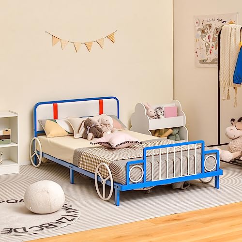 GOPLUS - Cama infantil con estructura sólida y duradera, marco de cama con cabezal delicado acolchado, para adolescentes, carga 150 KG, 202 x 98 x 68,5 cm
