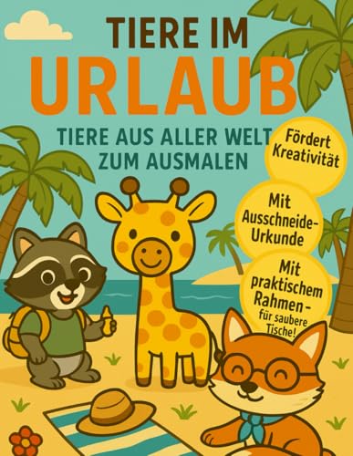 Malbuch Tiere im Urlaub