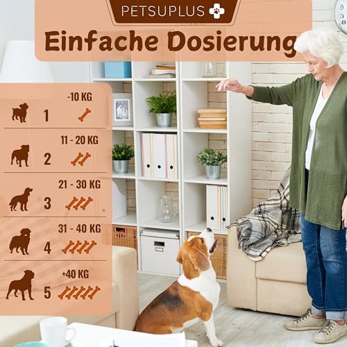 PETSUPLUS Gelenktabletten Hund mit Grünlippmuschel Hund, Hunde Gelenk Supplement Tabletten, Glucosamin MSM Chondroitin Kollagen Hyaluronsäure, stärkt Gelenke -120 Kautabletten