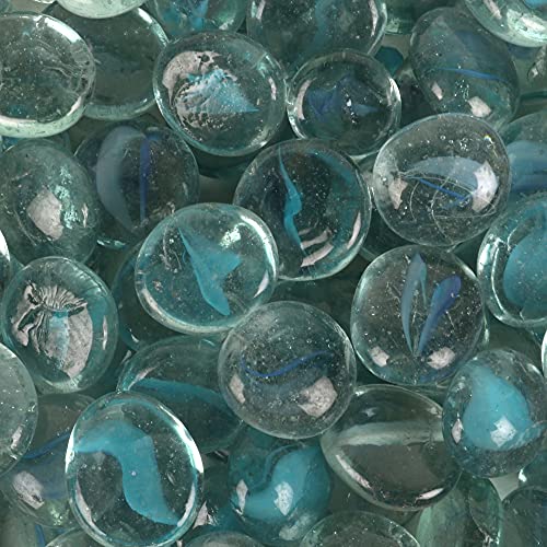 Image of Color Stone Decorative Shiny Glossy Flower Glass Pebbles for Vase Fillers Plant Pots Home Table Garden & Outdoor Decoration (Blue 2 kg)
