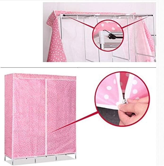 Portable Clothes Closet Non-Woven Fabric Wardrobe Rod Storage Organizer(Gray)