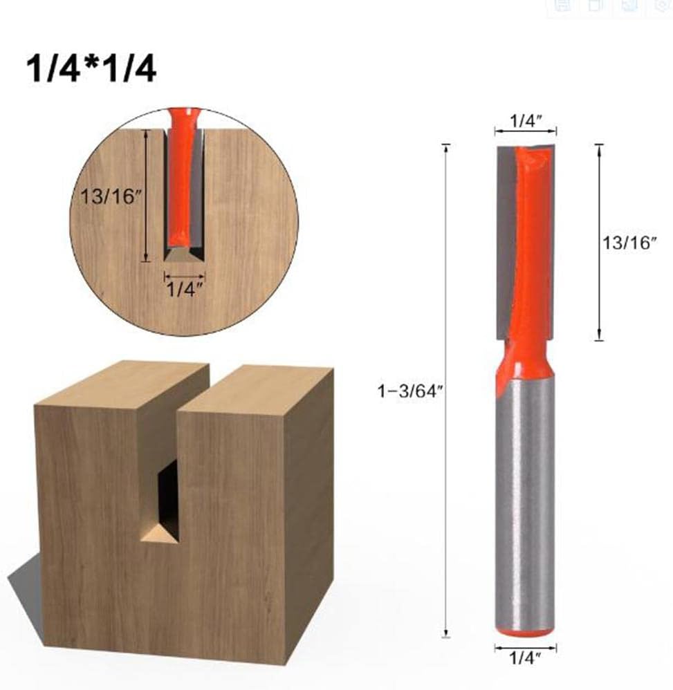 1/4 Shank Double Flute Carbide Tipped Woodwork Cleaning Bottom Router Bit AHome & Garden|Tools|Power Tools|Router Bits