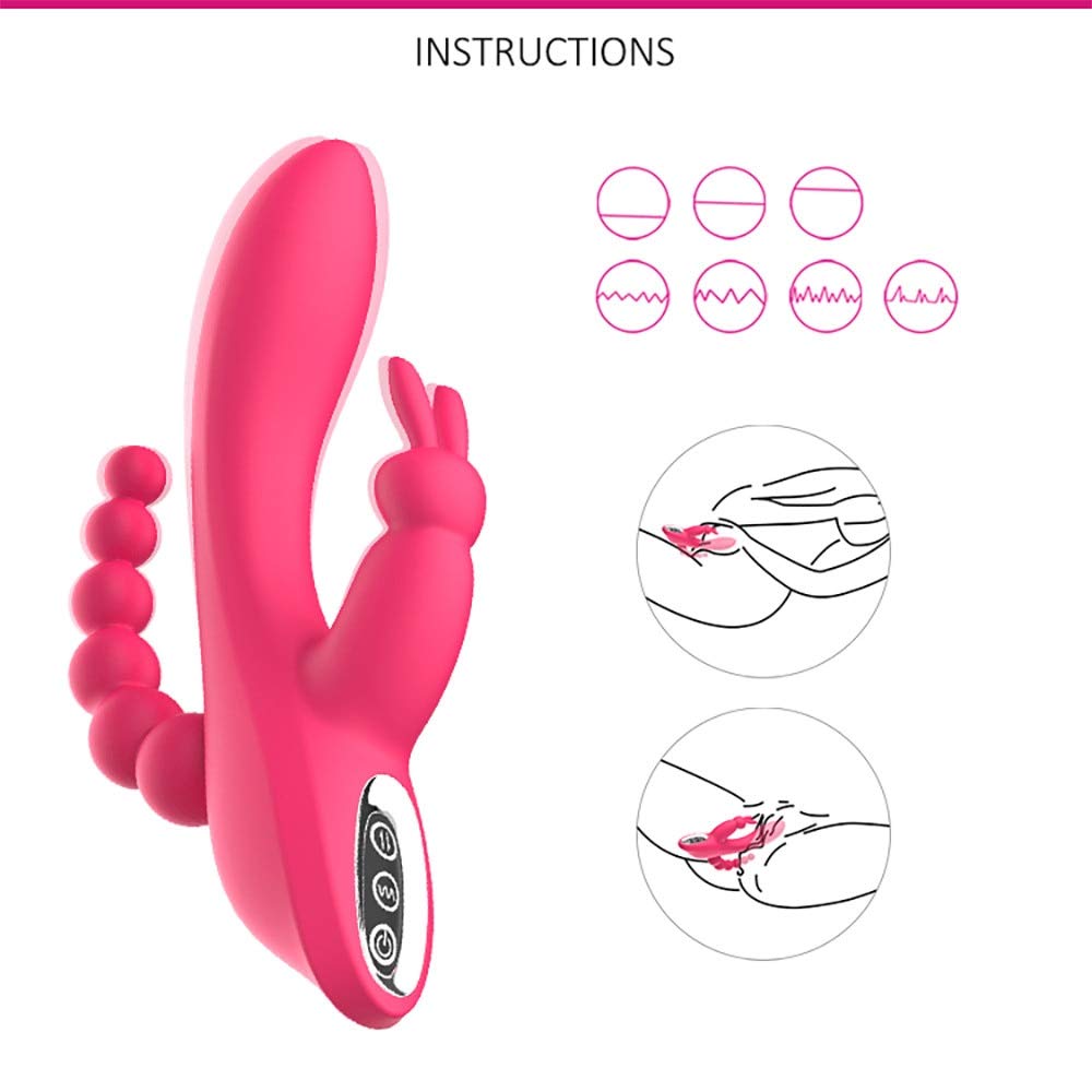 Vibratore del coniglio martellante, vibratore clitorideo con stimolazione del punto G femminile, stimolatore clitorideo femminile, vibratore potente con ricarica USB con silicone impermeabile purple