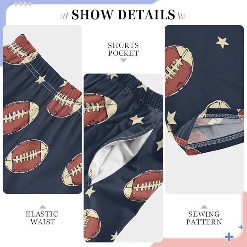 ALAZA Retro Rugby Star Ball Blue Pajama Pants Long Sleep Pant Pajama Bottoms Elastic Waist with Pockets4