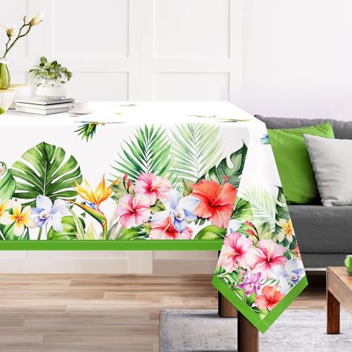 Nappe tropicale rectangulaire feuilles de palmier vert 152x213 - 2