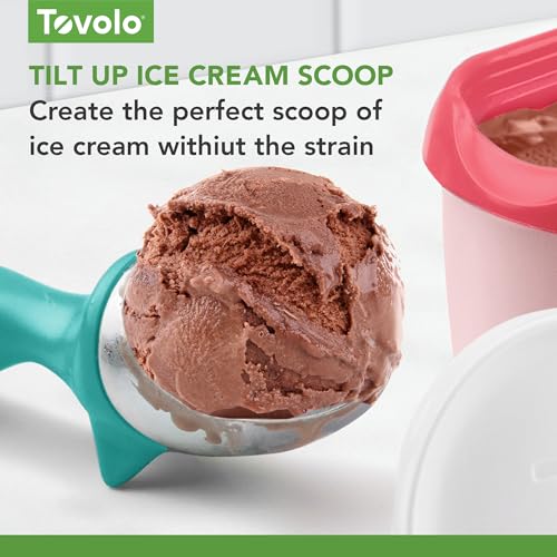 Image of Tovolo Ice Cream Scoop Tropical Breeze Seafoam Green Dishwasher Safe Heavy Duty Ice Cream Scooper with Elevated Tilt Up Design, Heat Retaining Ice Cream Scoops with Non Slip Handle for Cookie Dough