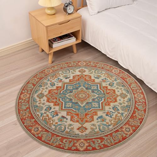 Tapete redondo lavable estilo boho 4ft miniatura 5