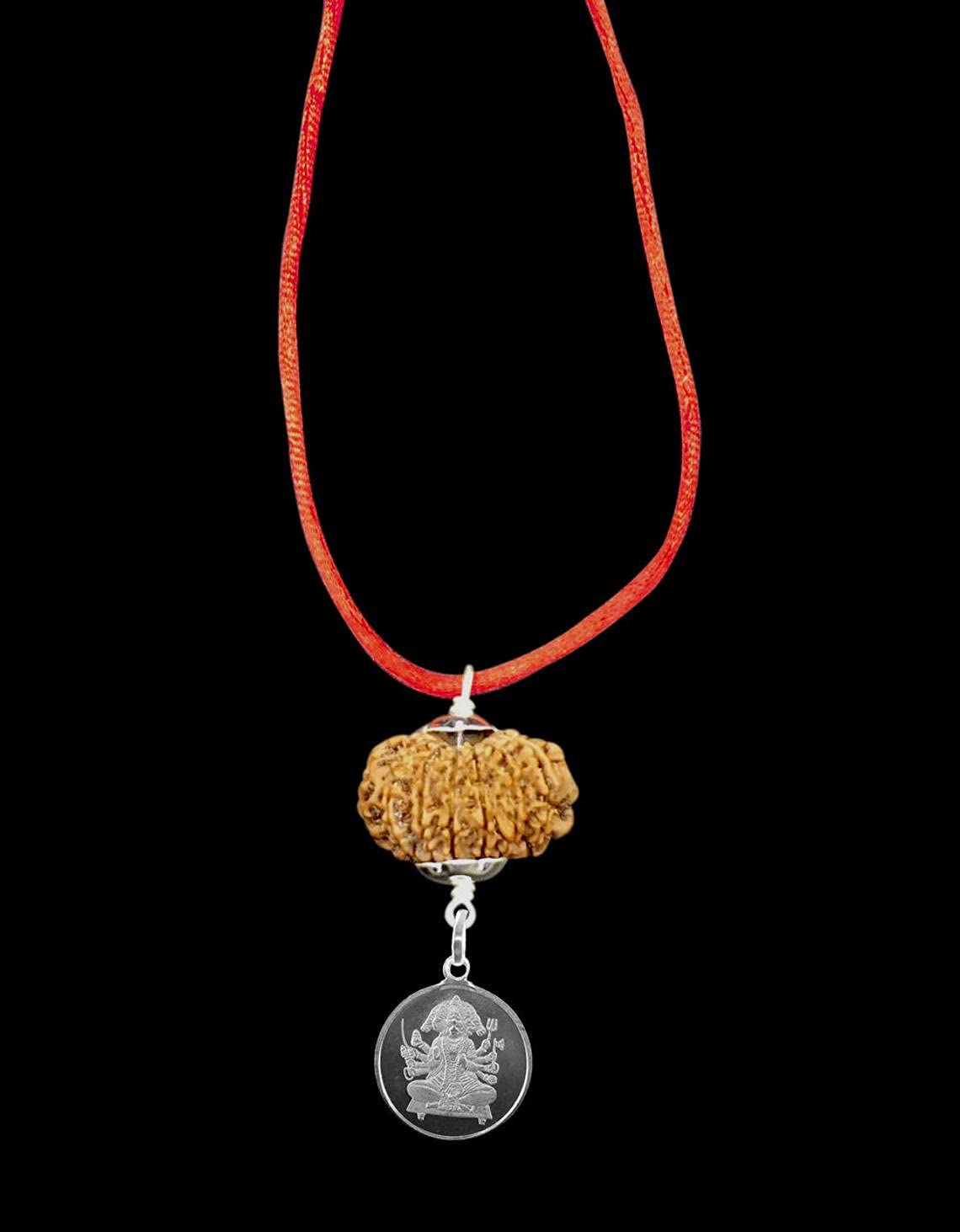 Pendentif Hanuman 11 Mukhi Rudraksha contre le stress Yantra argent