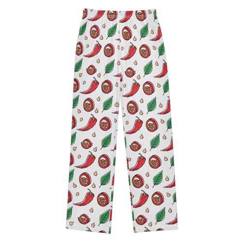 Chilli and Leaf Boys Long Pants Soft Trousers Elastic Waist Kids Lounge Bottoms with Pockets S-XL