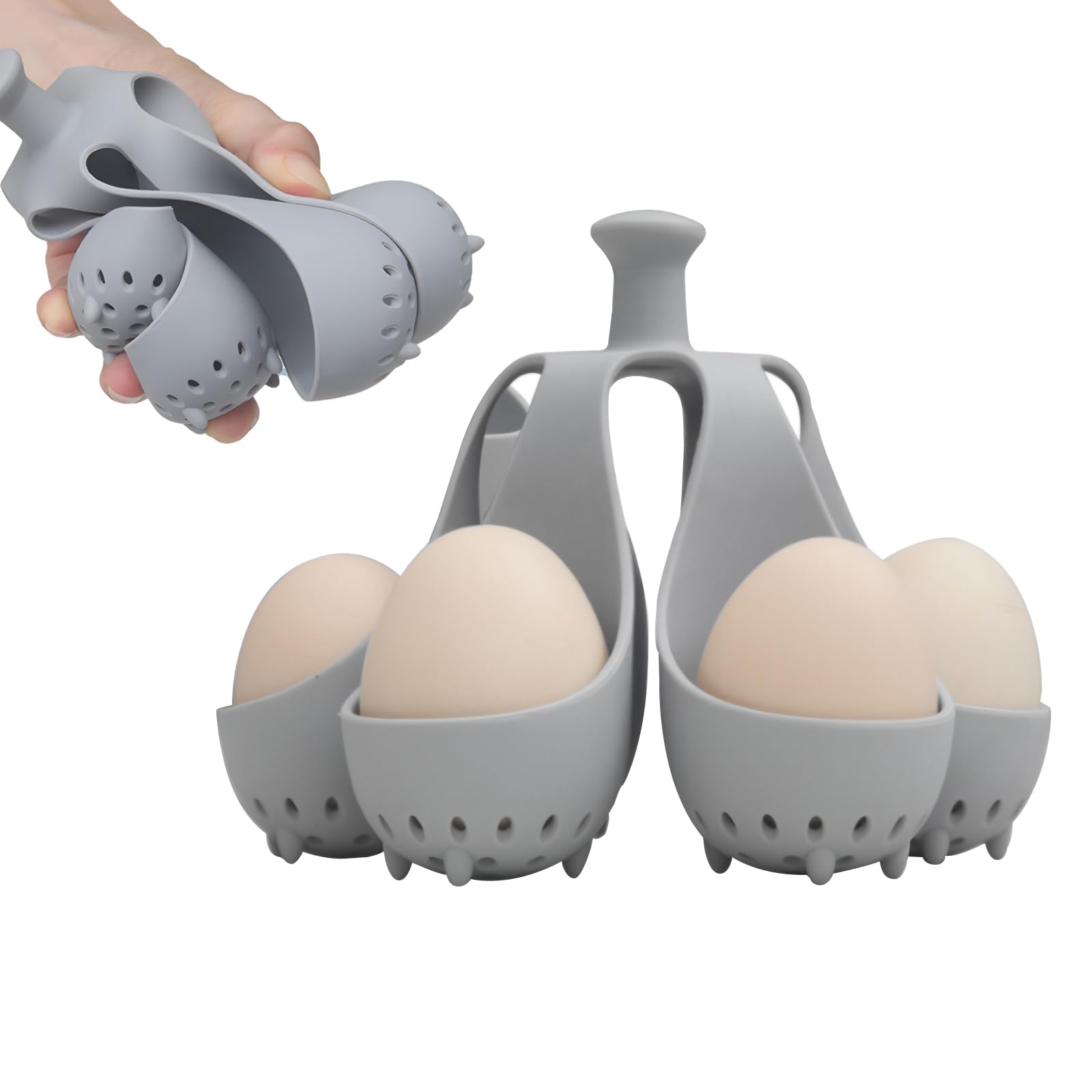 Silicone Egg Boiler with 6 Holes, Egg Cooker with Drainage Holes at Bottom