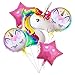 Unicorn Balloons Birthday Party Decorations - Pack Of 6, Unicorn Party Supplies Rainbow Mylar Balloon for Unicorn Theme Bday Party Decor, First Birthday Party Decorations, Baby Shower