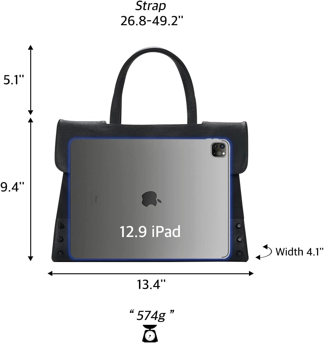 KWANI Black Studs Ladies Women's Tote Shoulder Bag for Travel and Daily Use - Image 5