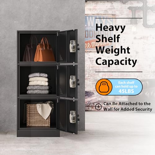 Image of Metal Locker Storage Locker, 36 inch Lockable Lockers for Employees, Home, Office, School, Assemble Required (Black)