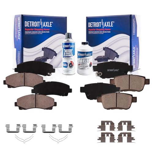 Image of Detroit Axle - Brake Pads for 2012 2013 2014 Honda Ridgeline, Front and Rear Ceramic Brake Pads with Hardware Replacement